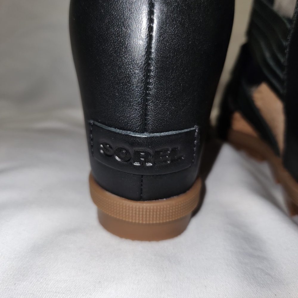 Sorel Joanie II Lace Huarache Black and Tan Wedge Sandals. Size 7.5 - Picture 7 of 10